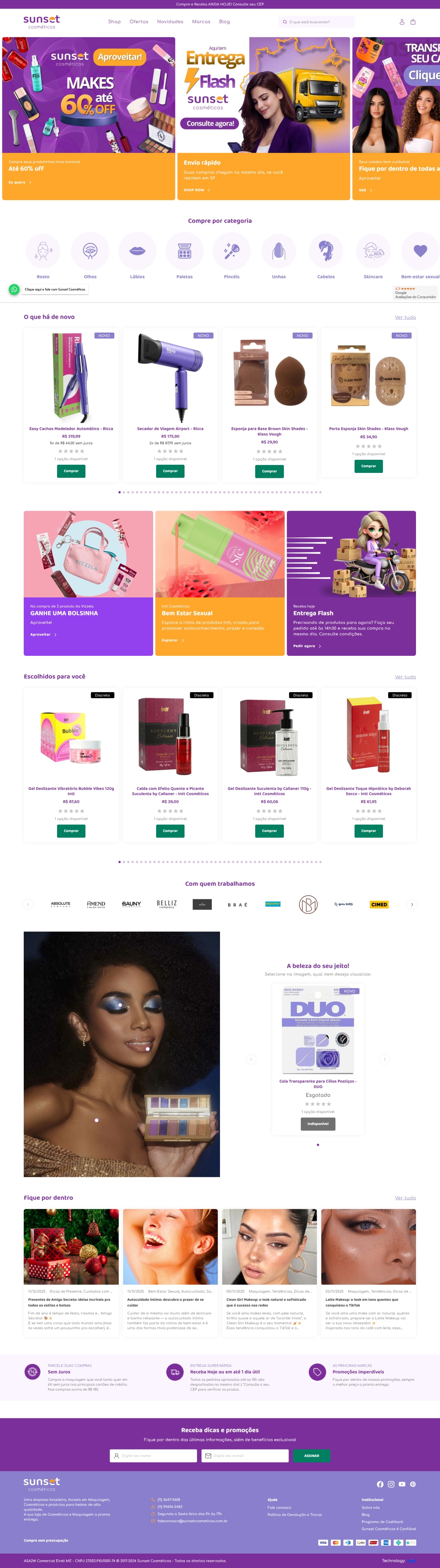 Sunset Cosméticos website preview image